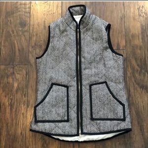 Women's dark brown and White Herringbone Vest